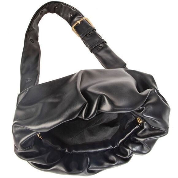 Vegan Leather Upside Down Shoulder Bag, Black - Picture 3 of 16